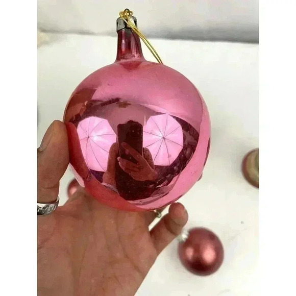 VTG Lot of 7 Ornament Bell Holiday Christmas Pink Mercury Glass - Picture 12 of 16